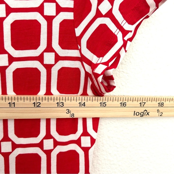 BODEN Amelie Stretch Jersey Dress Short Sleeve Geometric Red White Size US 6 - Picture 9 of 14